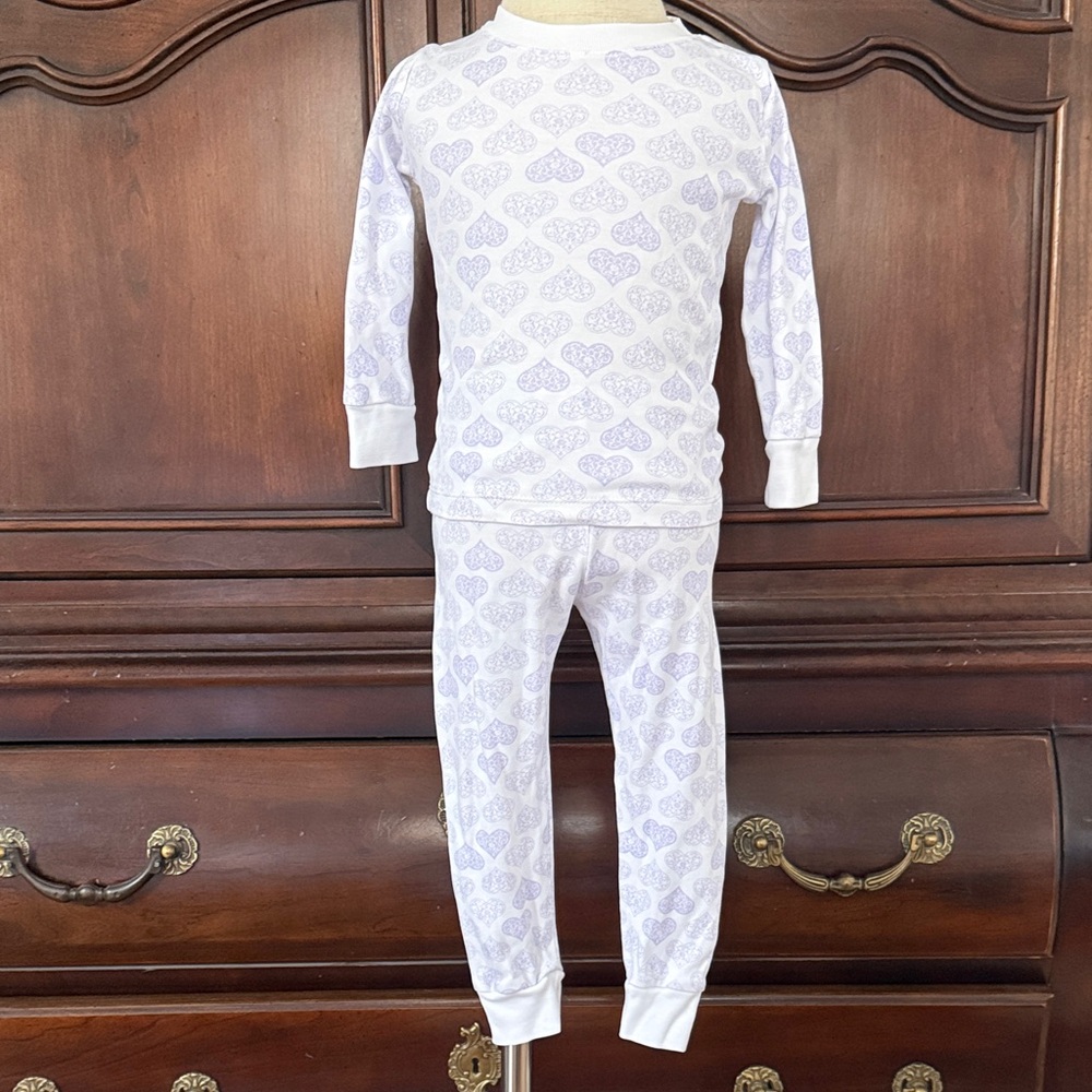 Kissy Kissy Pima Cotton Pajama Set 18-24M Lavender Hearts Girls 2 Piece